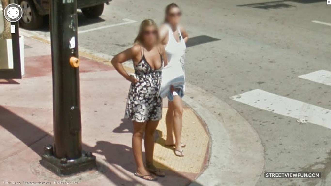 Two Girls Pose For Google StreetViewFun