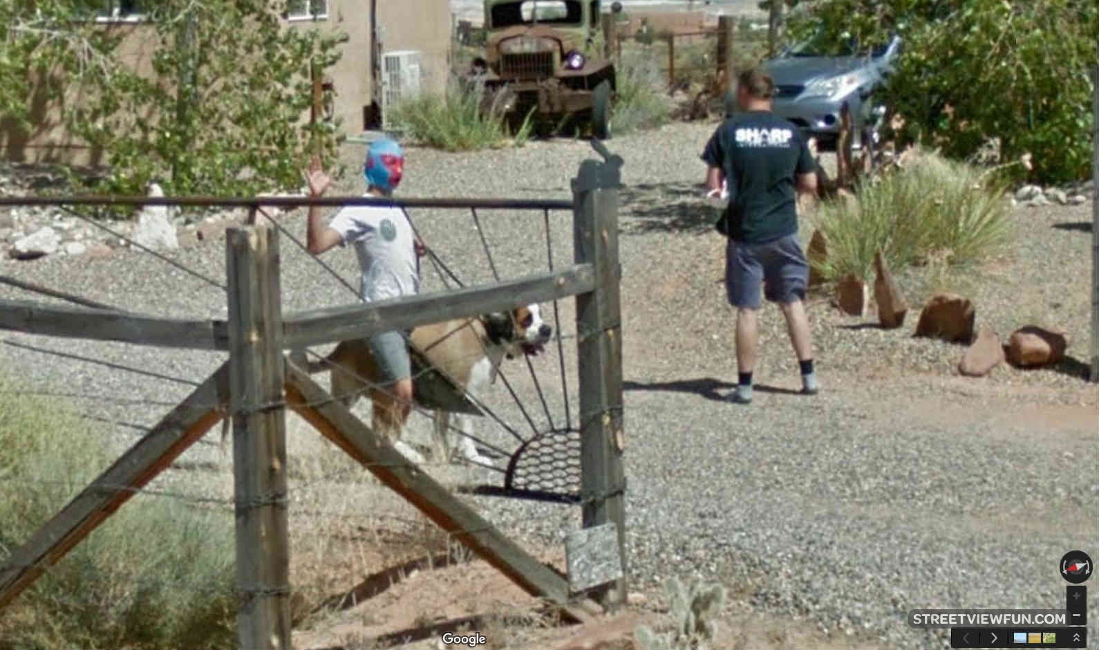 Nacho Libre dog riding - StreetViewFun